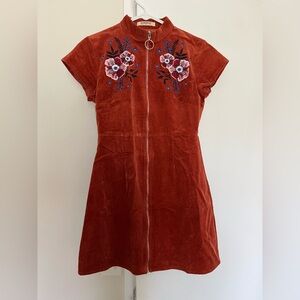 Vintage Corduroy Dress with Embroidery